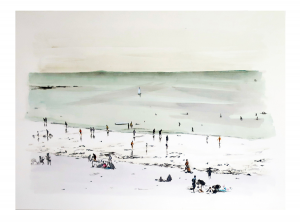 1 - PLAGE - Mine de plomb et Lavis sur papier - 65x50cm - Cathy Doutreligne