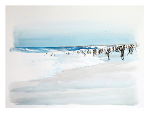 3 - PLAGE - Mine de plomb et Lavis sur papier - 65x50cm - Cathy Doutreligne