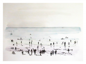 6 - PLAGE - Mine de plomb et Lavis sur papier - 65x50cm - Cathy Doutreligne